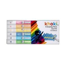 Overlay Pens, 6 Piece, 12 Colour & Dual Tip